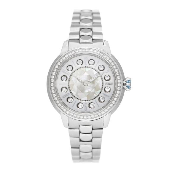 FENDI Ishine Crazy Carats Stainless Diamond Bezel MOP 33mm Quartz Watch - Picture 1 of 9